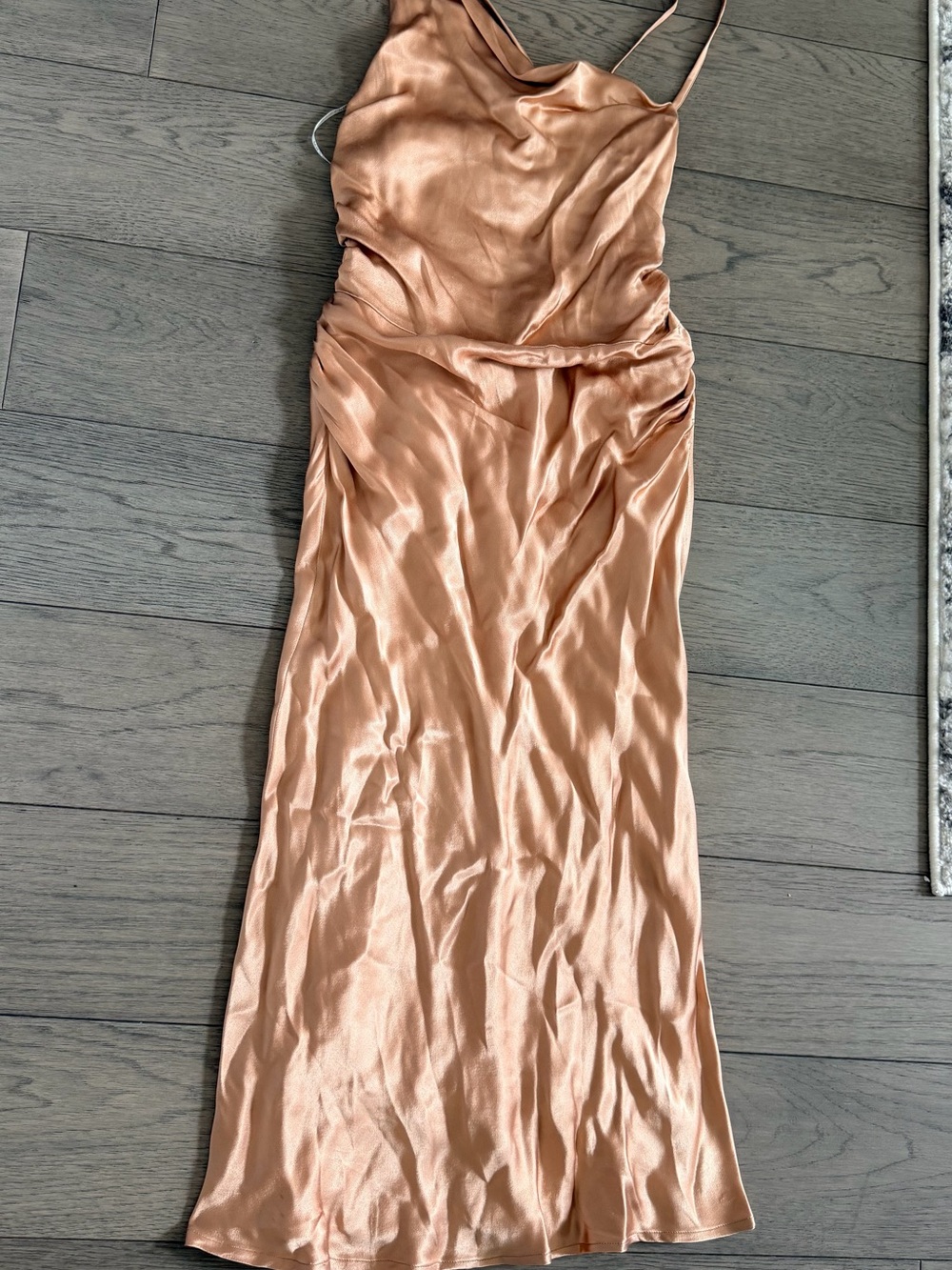 Shona Joy Rose Gold Satin Slip Maxi Dress